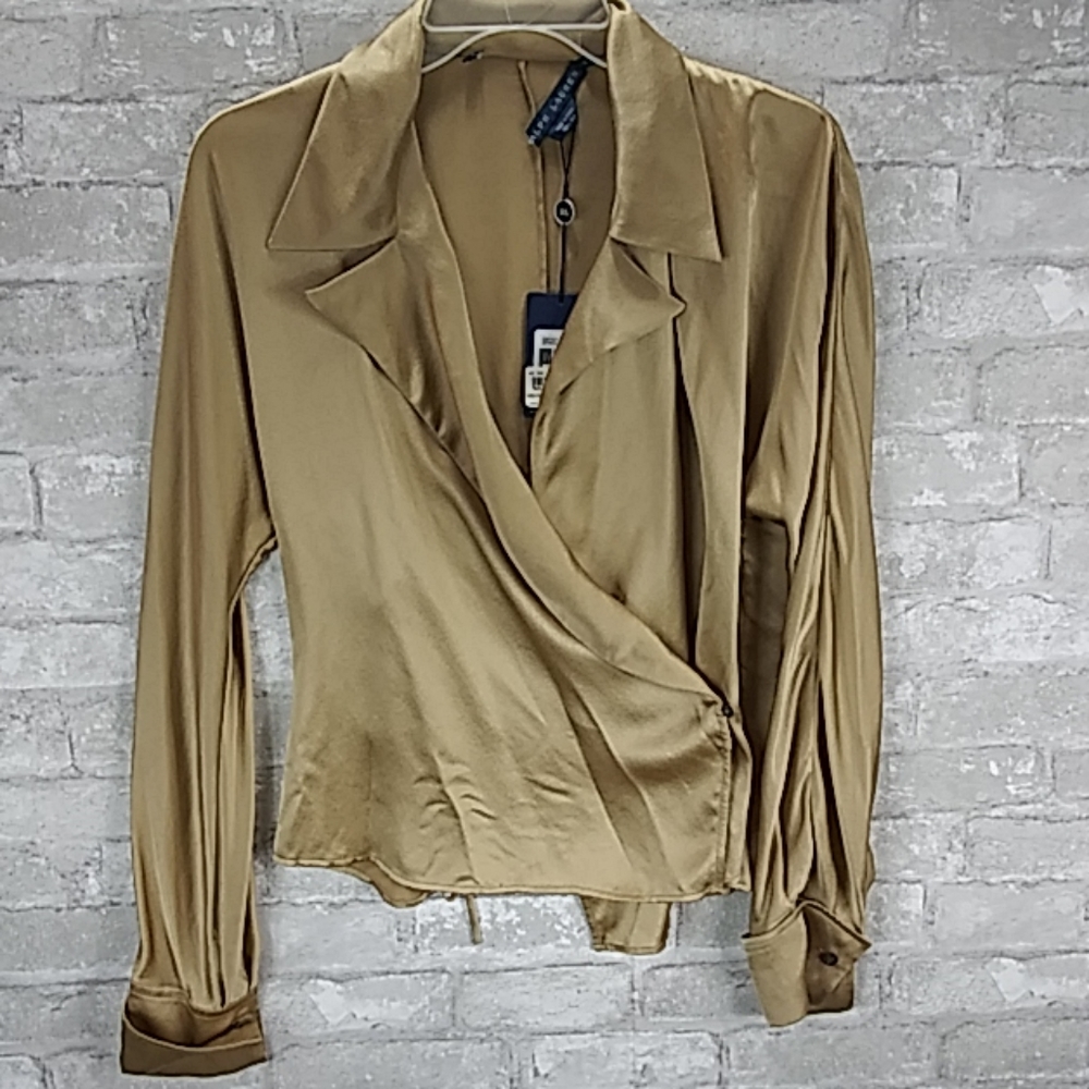 Ralph Lauren 100% Silk Gold Wrap Top ✨